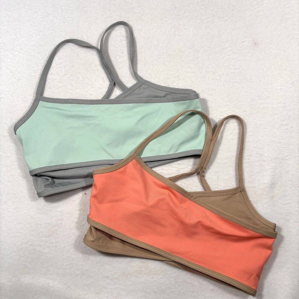 LA+IMAGE Crossover Low Impact Sports Bras Lot Of 2 Strappy Back Pullover Size L